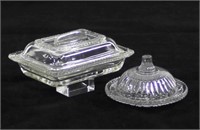 Two Miniature Glass Butter Dishes