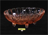 Pink Glass Footed Fruit Bowl