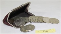 Coin Purse Of Fifteen Kennedy Half dollars