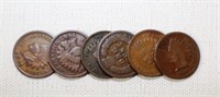 Six Indian Head Pennies