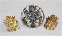 Three Piece Military Insignia's Navy Hat Brass