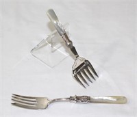 Mother Of Pearl Sterling Collar Fork And Silver
