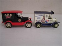 LOT OF 2 COIN BANK DELIVERY TRUCKS /KEYS - 1.