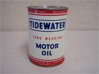 TIDEWATER MOTOR OIL QT. CAN-  EMBOSSED TOP -  NEW