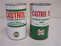 2 CASTROL IMP. QT. CANS - EMBOSSED & MARKED TOPS