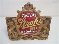 STROH'S BEER ADVERTISING SIGN-  12 1/8" X 10 1/2"