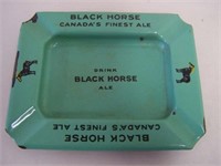 BLACK HORSE ALE PORC. ASHTRAY - 6 1/8" X 4 7/8" -