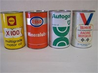 LOT OF 4 BILINGUAL FIBRE QT. OIL CANS - 1. ESSO