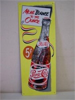 PEPSI-COLA EMBOSSED SST SIGN - 26" X 9 3/4" - NEW