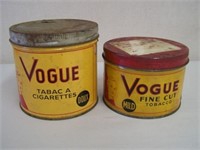 LOT OF 2 VOGUE TOBACCO TINS - 1/2 LB. BILINGUAL