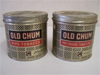 LOT OF 2 OLD CHUM PIPE TOBACCO  6 OZ. TINS -