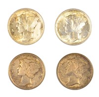 4 Pieces 1916 Mercury Dimes.