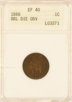 Rare 1866 Double Die Indian Cent.