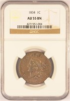 1834 Large Cent With A Strong Double Profile.