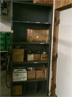 Metal shelf unit with contents