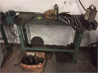 Metal work table w/parts