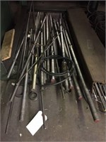Lot of metal rods, mostly threaded