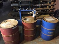 3 - 55 gallon drums with 1 hand pump.