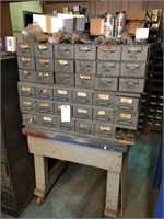 7 Parts bin/metal file cabinets