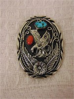 Western Bolo Tie Slider Clip with Eagle & Turquois