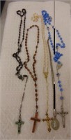 Group of Rosary Cross Necklaces & More