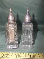 Pair of Vintage Crystal & Sterling Silver S&P
