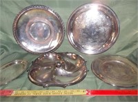 5pc Silver Plate Snack / Serving Trays