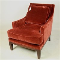 PAIR OF CONTEMPORARY  ARMCHAIRS IN RED VELVET MOH