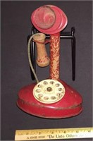 VINTAGE ALUMINUM AND WOOD TOY TELEPHONE