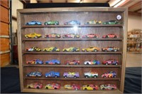 NICE WOODEN WALL DISPLAY CASE WITH 30 ASSORTED