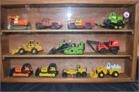 NICE WOODEN WALL DISPLAY CASE WITH 12 ASSORTED