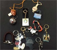 COLLECTION OF ASSORTED VINTAGE KEY CHAINS, WHISTLE