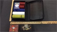 BOX LOT: PLAYING CARDS AND POKER CHIPS IN