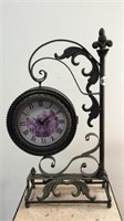 METAL ORNATE STAND WITH MIRROR AND CLOCK