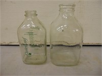 (2) Glass Milk Bottle/Jugs-