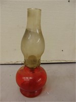 Vintage Red Glass Oil Lamp- Pretty
