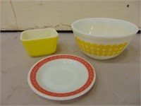 (3) Pyrex Dishes- Bowl, Baking Dish & Saucer