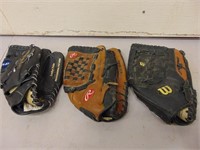 (3) Baseball Gloves