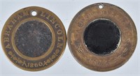 2-1860 LINCOLN / HAMLIN FERROTYPE COIN TOKENS