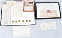 CIVIL WAR LOT, LETTER, RECEIPTS, BUTTONS and MORE