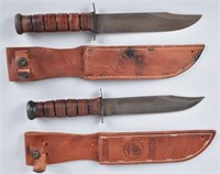 2-USMAC KA-BAR COMBAT KNIVES and SHEATHES