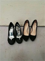 (2) Pairs of Black High Heels- Size 8 & 8