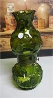 Moon & Stars Green Oil Lamp 12" tall with chimney