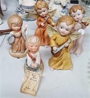 Porcelain Little Bible Friends & 3 Musical Angels
