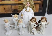 Angel Figurines, 3 playing instruments, Topper