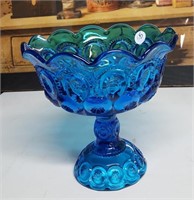 Moon & Stars Blue Open Compote - ruffled flare