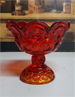 Moon & Stars Red Amberina footed compote