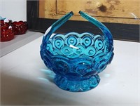 Moon & Stars Blue Footed Candy Dish Off-set handle