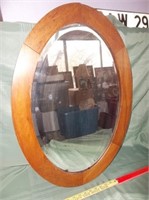 Antique Wood Framed Oval Wall Mirror