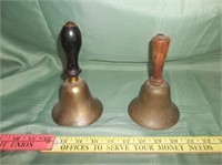 2pc Vintage Brass School Bells